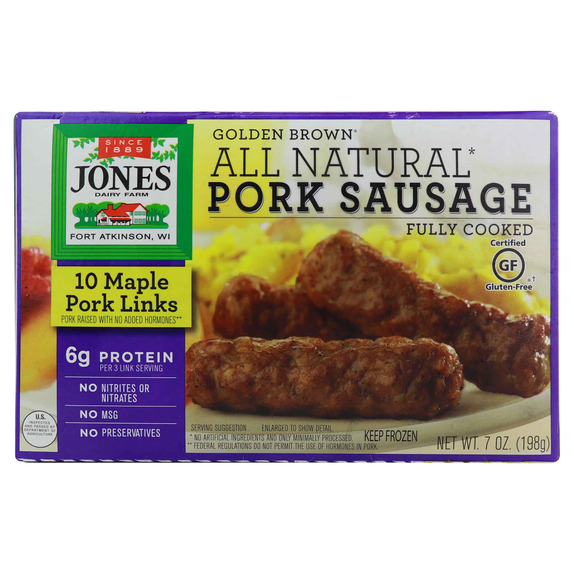 Jones Dairy Farm Golden Brown All Natural Pork Sausage 198g Jones Dairy Farm Golden Brown All Natural Pork Sausage 198g